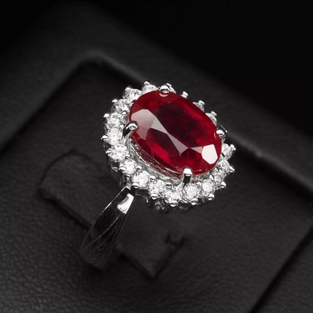 Stunning Genuine Ruby and Sapphire Sterling Silver Ring!❤️